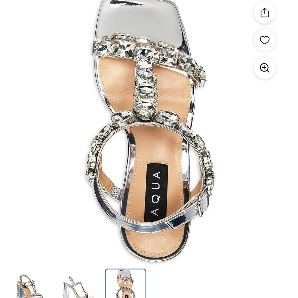 Aqua by Bloomingdale’s Gorgeous Silver Jeweled Heeled Sandals Sz 8 New in box